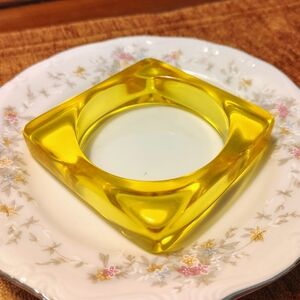 Vintage Yellow Lucite Square Bracelet